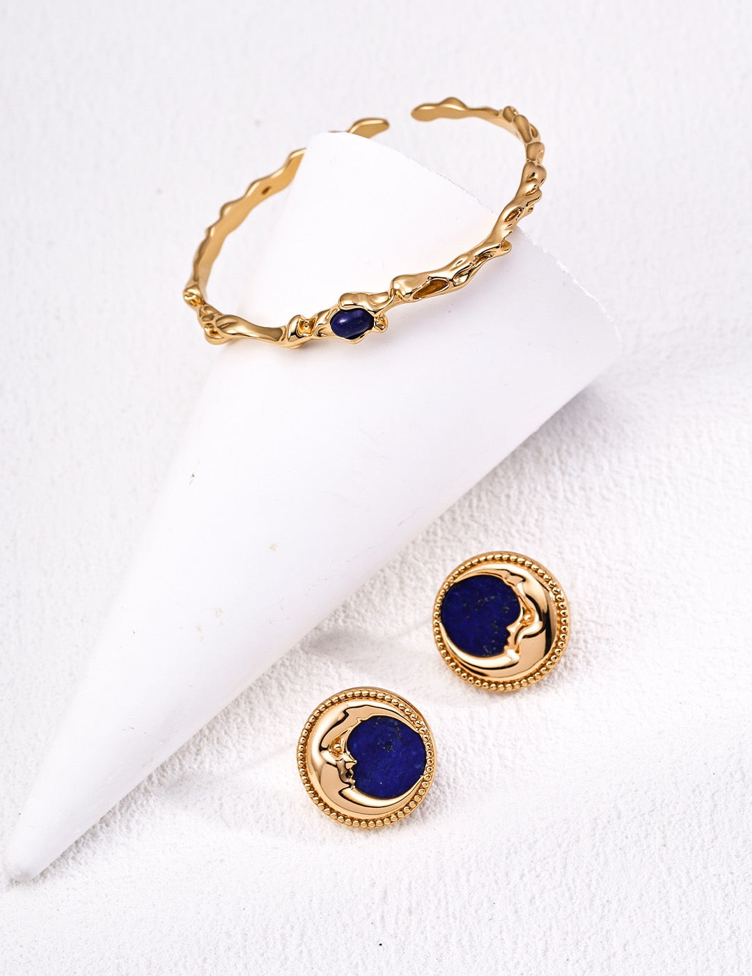S925 Silver Vintage Lapis Lazuli Earrings · Antique Gold · Natural Gemstone