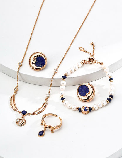 S925 Silver Vintage Lapis Lazuli Earrings · Antique Gold · Natural Gemstone
