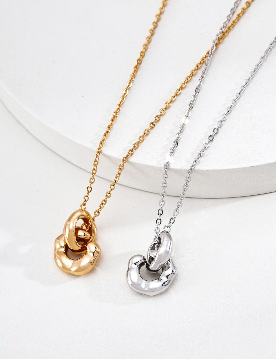 S925 Sterling Silver Chain Necklace — Vintage Gold & Platinum | D0766