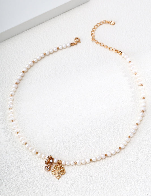 S925 Sterling Silver Natural Pearl Pendant Necklace