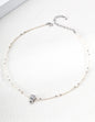 S925 Sterling Silver Natural Pearl & Zirconia Necklace — Vintage Gold & Platinum | D0769