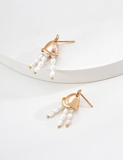 Whispering Wind · Pearl Earrings | S925 Silver · Natural Pearl · Vintage Gold & Platinum