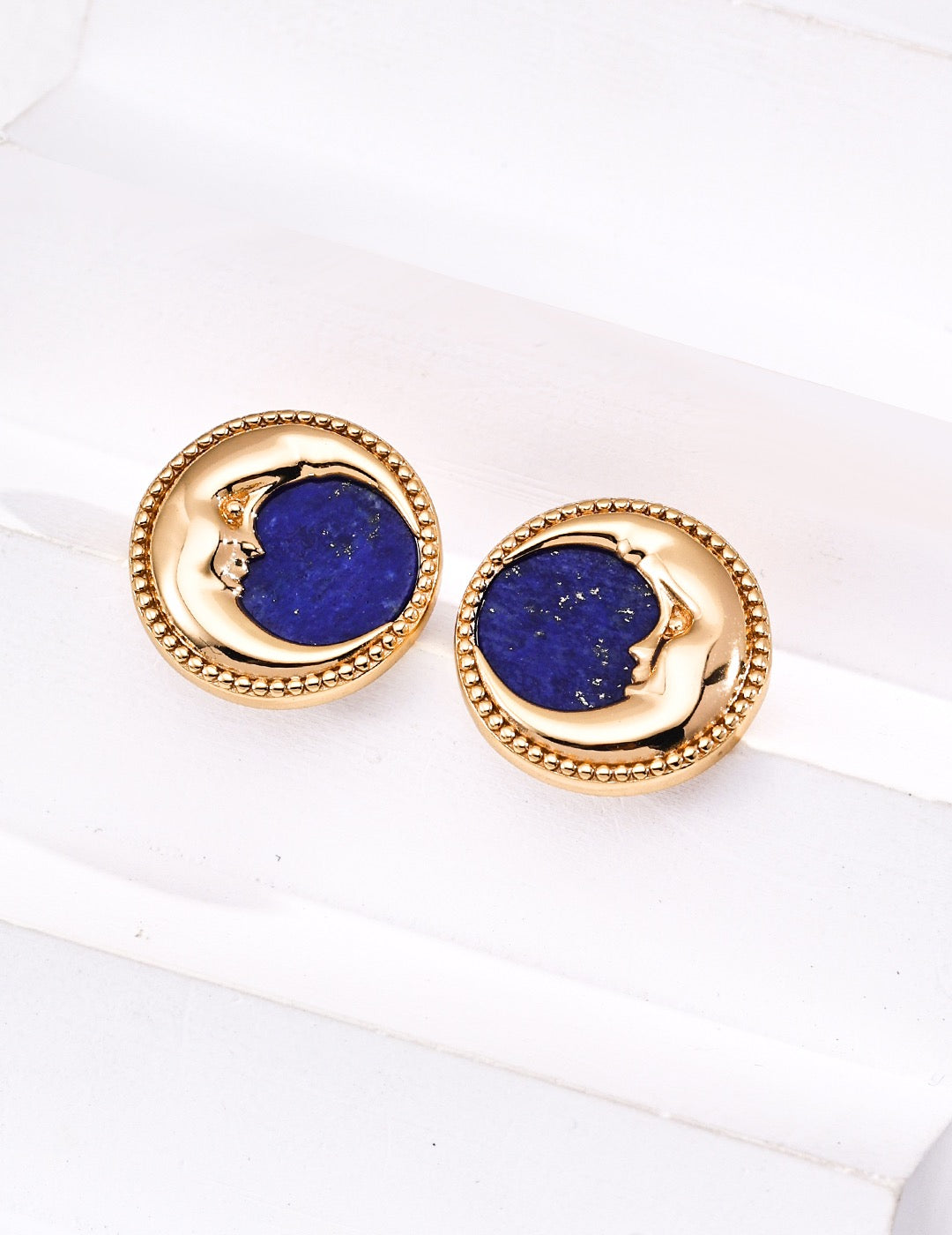 S925 Silver Vintage Lapis Lazuli Earrings · Antique Gold · Natural Gemstone