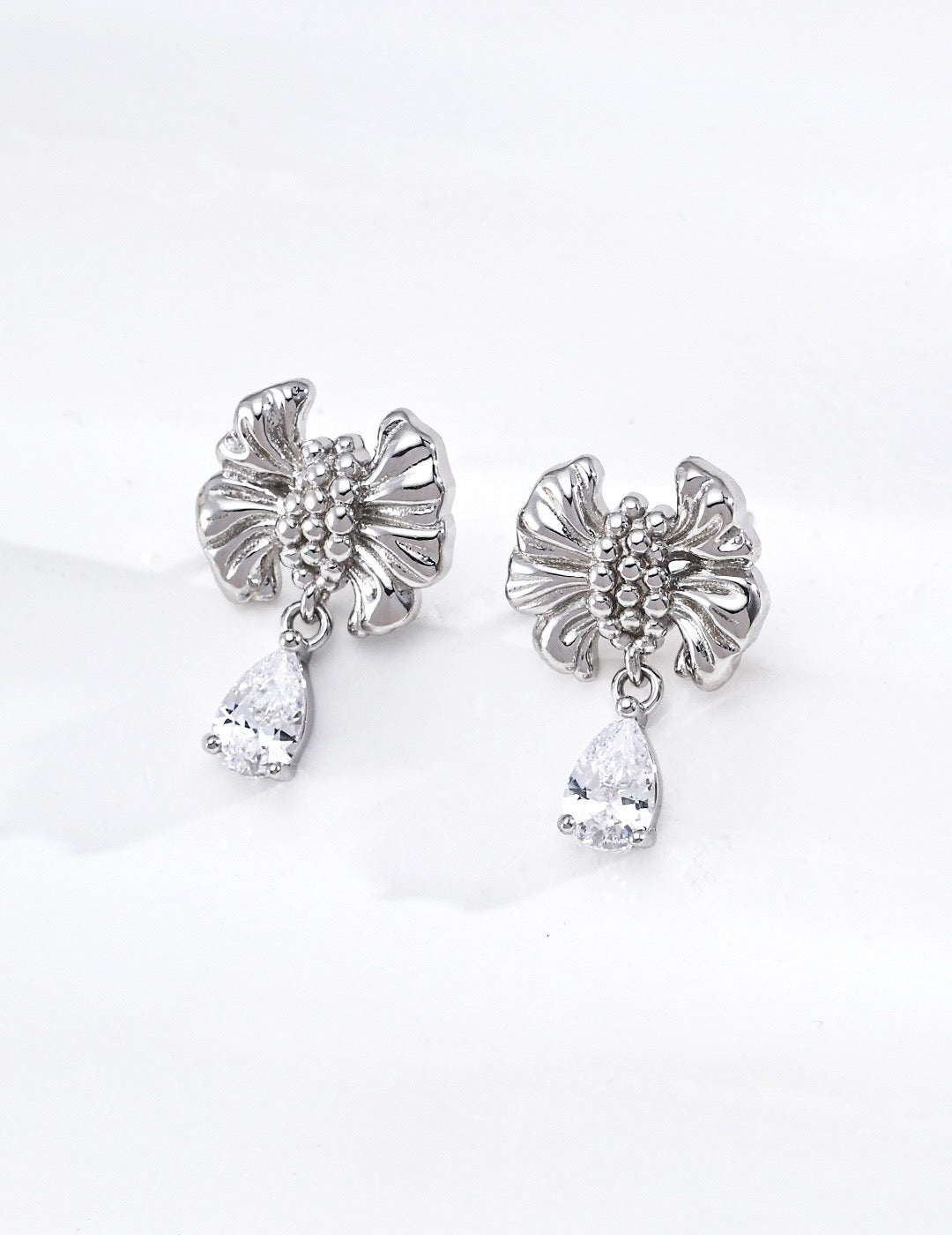 Bow-Knot Zircon Drop Earrings | S925 Silver · Vintage Gold & Platinum